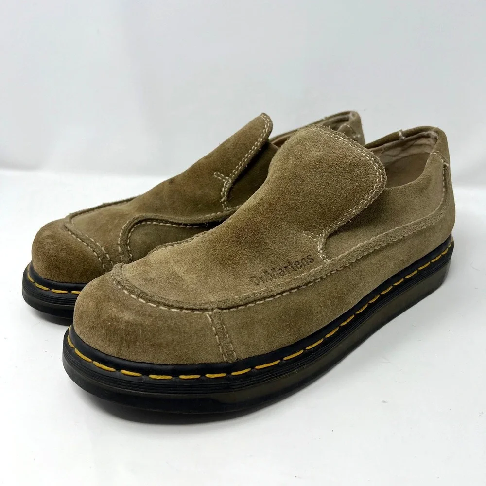 Dr Martens Men's Brown Slip-On Suede Loafers Size 8UK HTF‎ Y2K Made in England